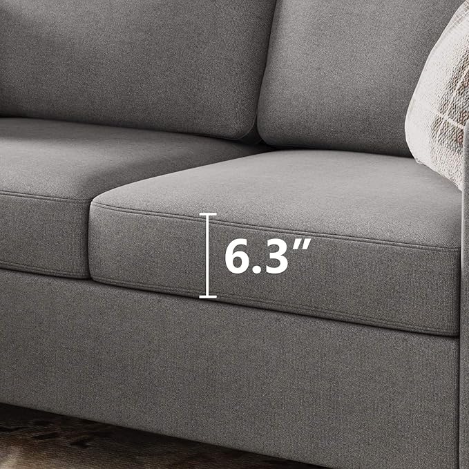 HONBAY Convertible Sectional Sofa Convertible L Shaped Couch with Reversible Chaise Sectional Couch for Small Space Apartment Grey