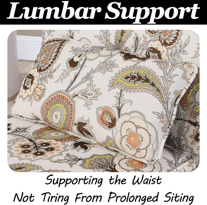 Floral Accent Chair Comfy with Pillow Armless Accent Chair for Bedroom Slipper Chair with Soft Seat Cushion and Backrest Side Chairs for Living Room Flannel Fabric Wave-Shaped (Brown)