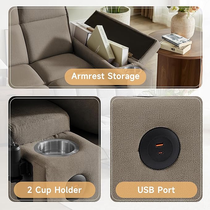 66 Multi-Functional Pull-Out Sofa Bed with Hidden Side Table Storage Armrests Built-in Charging Port Spring Mattress Solid Wood Frame – Ideal for Small Spaces Easy Assembly