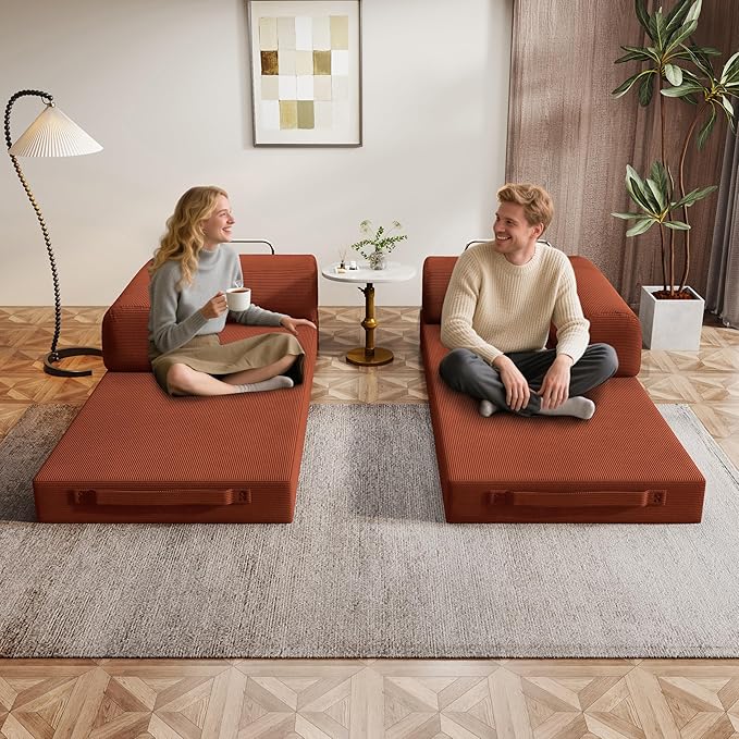 78.8 Convertible Sofa Bed 4-in-1 Folding Sleeper Couches Frameless SofaPull Out Couch Memory Foam Floor SofaNo Assembly Boneless Couch for Living Room