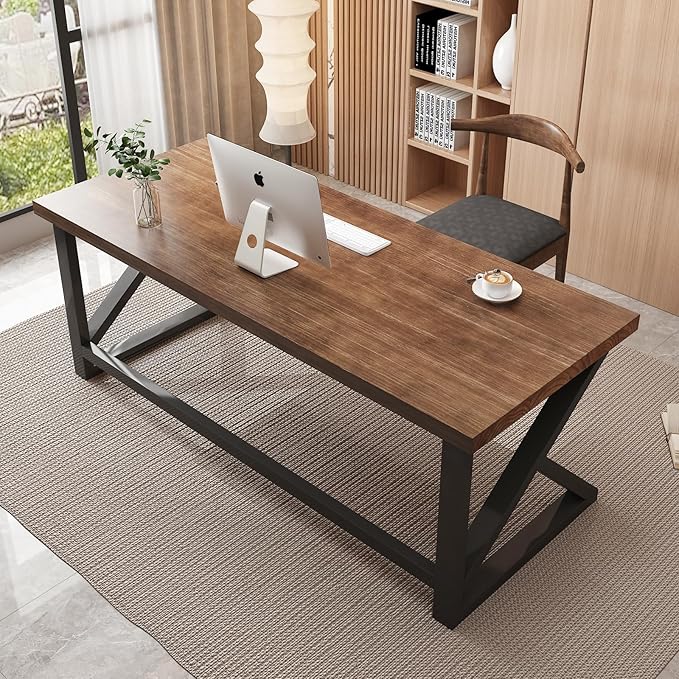 55inch Solid Wood Computer DeskLarge Office Desk Home Simple Modern Long Desk Study Writing Desk Dining Table for Home Office