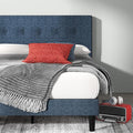 Zinus Omkaram Upholstered Platform Bed Frame Mattress Foundation Wood Slat Support No Box Spring Needed Easy Assembly Full Navy