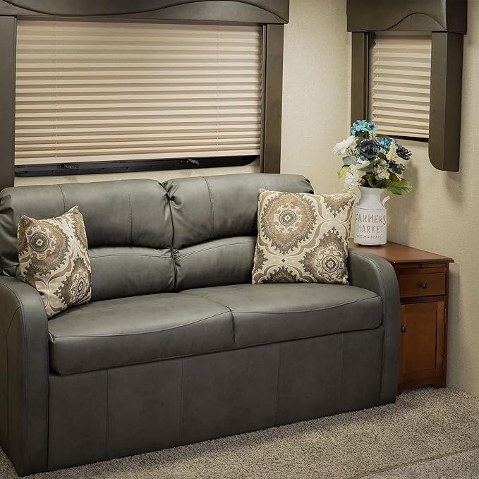 RecPro Charles 65 Jack Knife RV Sleeper Sofa with Arms | RV Furniture | Zero Wall Hugger (Gunmetal)