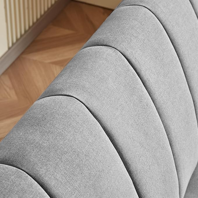 HomePop Upholstered Bergen Convertible Futon Sofa Bed Modern Sofa Couches for Living Room Small Spaces Dorm Apartment Gray Woven
