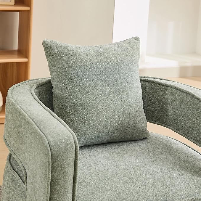 KEIKI Swivel Accent Chair Comfy Sofa Chair with Open Back Club Chair Leisure Arm Chair for Lounge for Nursery Bedroom Living Room Hotel Office Pale Green
