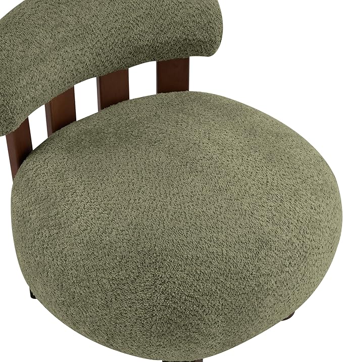 Christopher Knight Home Elvina Boucle Fabric Accent Chair Solid Wood Single Lounge Sofa Bedroom Comfy Reading Chair for Modern Minimalist Style Living Room/Home Office Olive Green