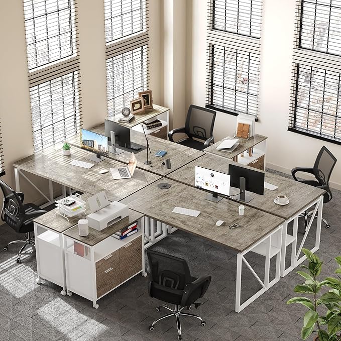 LITTLE TREE 63-Inch Office Desk with 31.5-Inch Lateral File Cabinet Study Writing Desk Computer Desk for Home Office