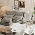 Shahoo Sectional Modular Sofa L Shaped Chenille Fabric Couch with High Supportive &amp Soft Sponges and Removable Ottoman Sleeper Comfy Upholstered Furniture for Living Room Grey