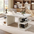 Tribesigns White Executive Office Desk 63 Computer Desk with Storage Shelves Modern Wood Study Writing Table Large Workstation Business Furniture for Home Office (Table Only)