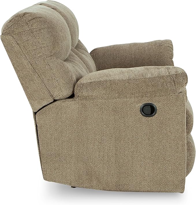 Signature Design by Ashley Alphons Transitional Tufted Reclining Loveseat Light Brown