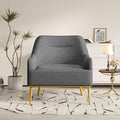 Christopher Knight Home Justin Modern Accent Chair with Metal Legs Chenille Upholstered Lounge Chair Indoor Curved Backrest Armchair Soft Cushion Seating for Living Room Reading Home Dark Gray