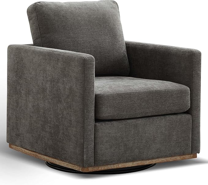 Aoiy &amp Wifon 30.7 W Swivel Accent Chair Mid Century Modern Swivel Chair for Living Room Comfy Small Accent Chair Wavy Chenille Charcoal