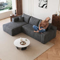 96 Boneless Cloud Modular Sectional Sofa – L-Shape Corduroy CouchDeep Seating Comfort No Assembly Ideal for Apartments &amp Small Living Rooms (Dark GrayLeft Facing)