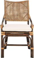 SAFAVIEH Home Collection Donatella Natural Wash/White Cushion Living Room Dining Room Bedroom Office Foyer Rattan Chair