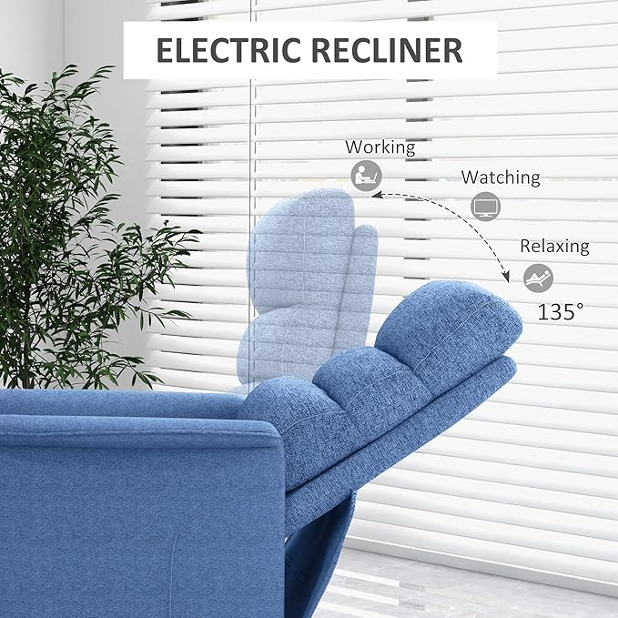HOMCOM Power Lift Recliner Chair for Elderly Easy Assembly Fabric Lift Chair for Adults Recliner Sofa with Remote Control Side Pockets for Living Room Blue