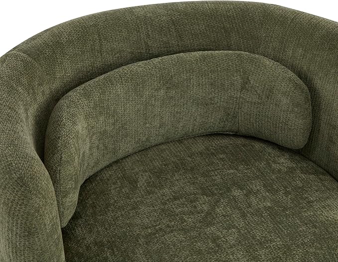 Christopher Knight Home Tanzy 360-Degree Swivel Barrel Chair Upholstered Lounge Chair Indoor Comfy Armchair with Lumbar Pillow for Living Room Thick Cushion Metal Base and Wood Frame Green