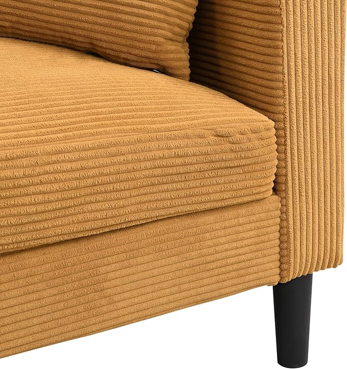 Corduroy Loveseat Sofa 2-Seater with Metal Legs Modern 57'' Compact Couch for Small SpacesMini Couches for Living Room/Apartment/Dorm/OfficeSettee (Corduroy Orange)