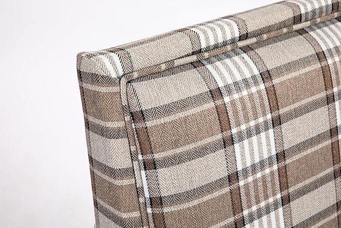 KEIKI Vintage Plaid Accent Chair with Nailhead Trim Upholstered Lounge Armchair Mid Century Modern Style for Bedroom or Office