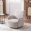 Modern Boucle Upholstered Accent Swivel Barrel ChairLeisure Club Lounge Chair with Sand-Rimmed Fabric and Metal Bracket for Living Room Bedroom Home Office (Khaki Boucle)