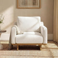 Christopher Knight Home Modern Minimalist Accent Chair with Solid Wood Frame Soft Cushions Spacious Seat Living Room Bedroom Reading Chair White
