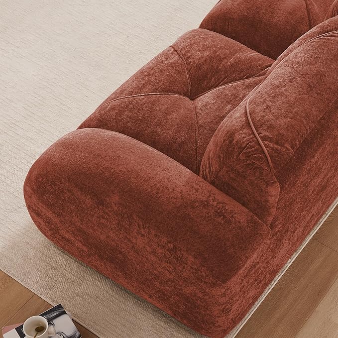 110-Inch Cloud Sectional Couches L-Shaped 4 Seat Boneless Modular Sofa with Ottoman Velvet Tufted Upholstered Boneless Couch Floor Full Foam Sofas for Living Room