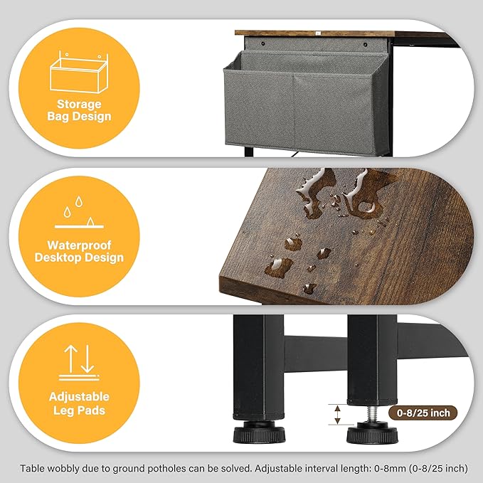 YSSOA Computer Desk Modern Simple Style Desk for Home Office Study Student Writing Desk Vintage Wooden Desk Brown 47 Inch