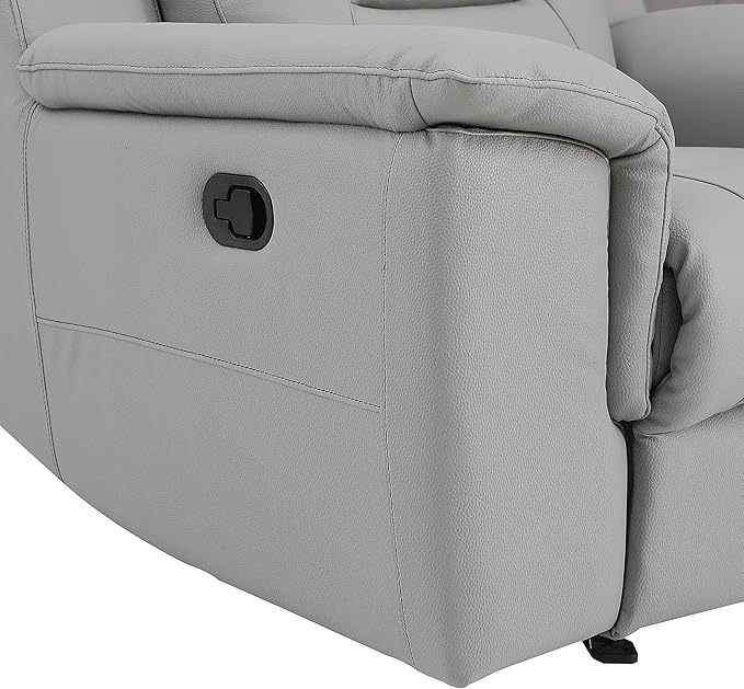 Blackjack Furniture Walker Leather Match Upholstered Reclining Living Room Chair Lava Gray