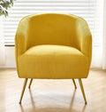 Modern Corduroy Accent Chair with Gold Metal Legs Channel Back Design and Soft Upholstery Comfortable Seating for Living Room Bedroom or Office Yellow