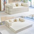 Compression Sofa - 78''Convertible Floor Sofa Bed - with Pillow Back Support Armrest - Comfy Foldable Sofa Bed Compressed Sofa in Box - Corduroy Fabric - for Living Room Bedroom - Ivory