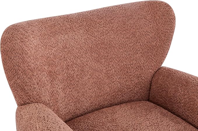 Christopher Knight Home Lindy Wingback Accent Chair Upholstered Armchair with Rounded Wooden Legs Curved Backrest Single Sofa Soft Cushion Seating Comfy Lounge Chair for Living Room Dusty Coral
