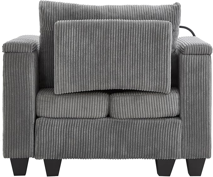 37.4 Versatile Chair Lounge Sleeper Daybed 2-in-1 Flexible Deep Seat Sofa Chair Convertible Recliner Chaise Lounge W/ Storage ArmsUSB PortsCupholdersPhone Holder Pockets for Living Room Bedroom