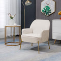 Velvet Accent Chair for Living Room Bedroom Office - Leisure Upholstered Single Sofa Arm Chair - Comfy Reading Club Coffee Chair with Metal Legs (Beige)