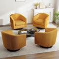 Swivel Barrel Accent Chair Modern Round Corduroy Fabric Arm Chair for Living Room Bedroom Comfy Club Reading Chairs for Adults (Corduroy Orange Set of 4)