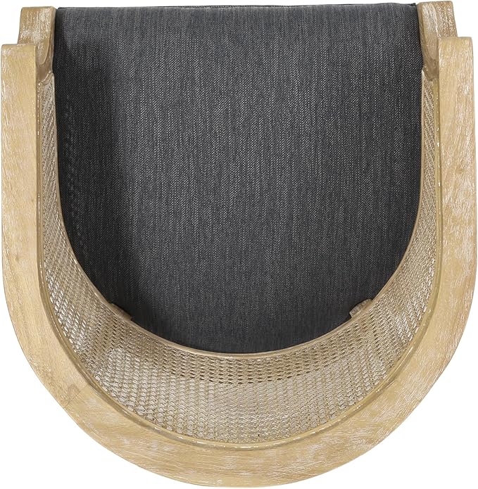 Merax French Country Accent Chair with Curved Back Farmhouse Rubber Wood Armchair for Living Home/Dining Room/Balcony/Patio Charcoal