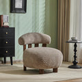 Christopher Knight Home Elvina Boucle Fabric Accent Chair Solid Wood Single Lounge Sofa Bedroom Comfy Reading Chair for Modern Minimalist Style Living Room/Home Office Light Brown