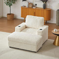 Eafurn 42.5 Oversized Accent Chair with Storage Ottoman Convertible Chaise Lounge Corduroy Cloud Sofa Chair w/Cupholders Modern Extra Wide Armchair