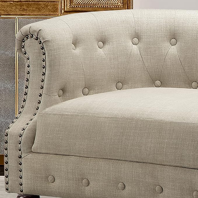ROSEVERA Garner Chesterfield Settee Loveseat Brown