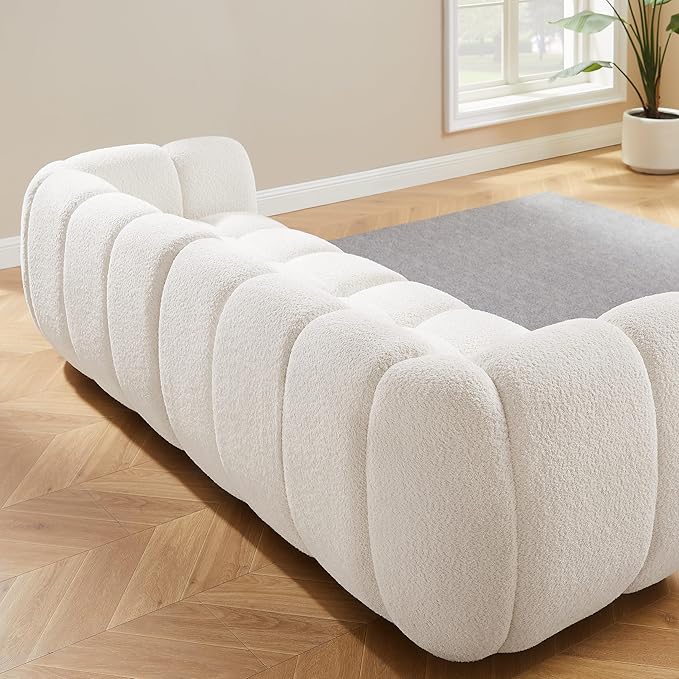 VANOMi 88 Oversized Boucle Sofa Modern Upholstered Tufted Cloud Couch Deep Seat Boucle SofaCozy Modern 3 Seater Couch for Living Room Bedroom Apartment