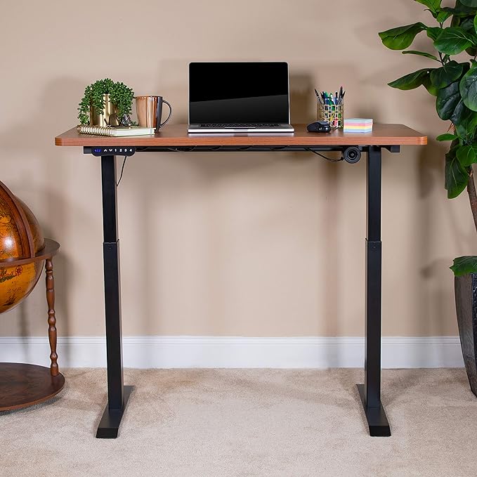 Flash Furniture Tanner Electric Height Adjustable Standing Desk - Table Top 48 Wide - 24 Deep (Mahogany)