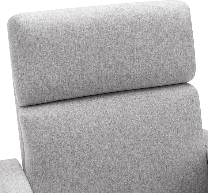 Modern Upholstered Recliner Chair with Tall Backrest Rocker Nursery Chair Plush Seating Glider Swivel Recliner Chair Single Sofa Home Theater Seating with Square Arms (Gray+Square Arms)