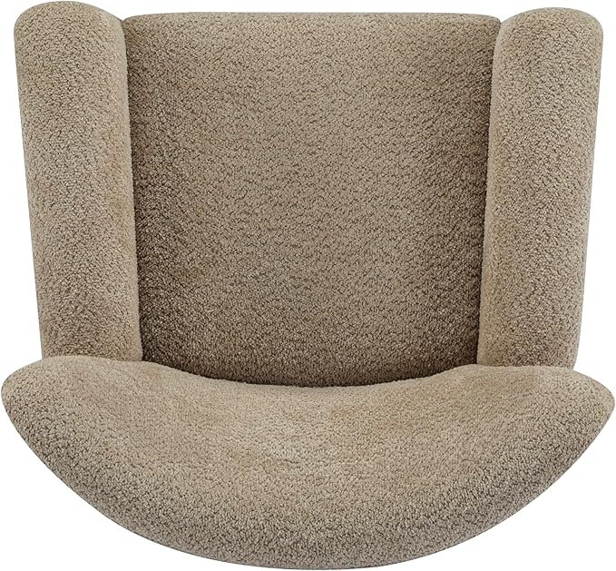 Christopher Knight Home Lindy Wingback Accent Chair Upholstered Armchair with Rounded Wooden Legs Curved Backrest Single Sofa Soft Cushion Seating Comfy Lounge Chair for Living Room Light Brown