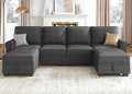HONBAY Sectional Sofa with Storage Seat U Shaped Sectional Couch with Reversible Chaise Convertible Sectional Couches for Living RoomDark Grey