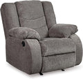 Signature Design by Ashley Tulen Contemporary Rocker Recliner Gentle Rocking Motion Pull Tab Reclining Fabric Upholstery 39 W x 40 D x 40 H Dark Gray