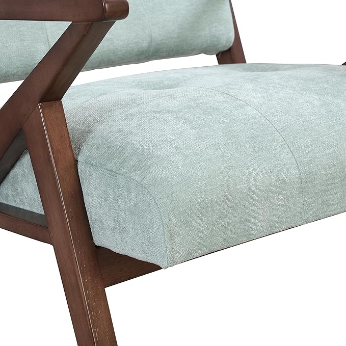 Christopher Knight Home Mid-Century Modern Fabric Upholstered Accent Chair Living Room Wooden Club Chair Cozy Lounge Chair Plush Cushion Comfy Reading Armchair for Bedroom/Home Office Light Blue