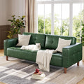 IDEALHOUSE 3-Seater Sofa Couch 83 in Wide Faux Leather Sofa Couch with Spring Cushion Modern Sofa with Deep Seats and 2 Removable Back Cushions for Living Room Bedroom Apartment Office Green