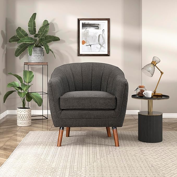 Lexicon Alard Tufted Fabric Barrel Accent Chair Charcoal