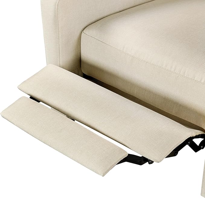 Topeakmart Mid-Century Modern Fabric Recliner Modern Tufted Reclining Single Sofa for Living Room Padded Cushion Home Theater Seat Beige