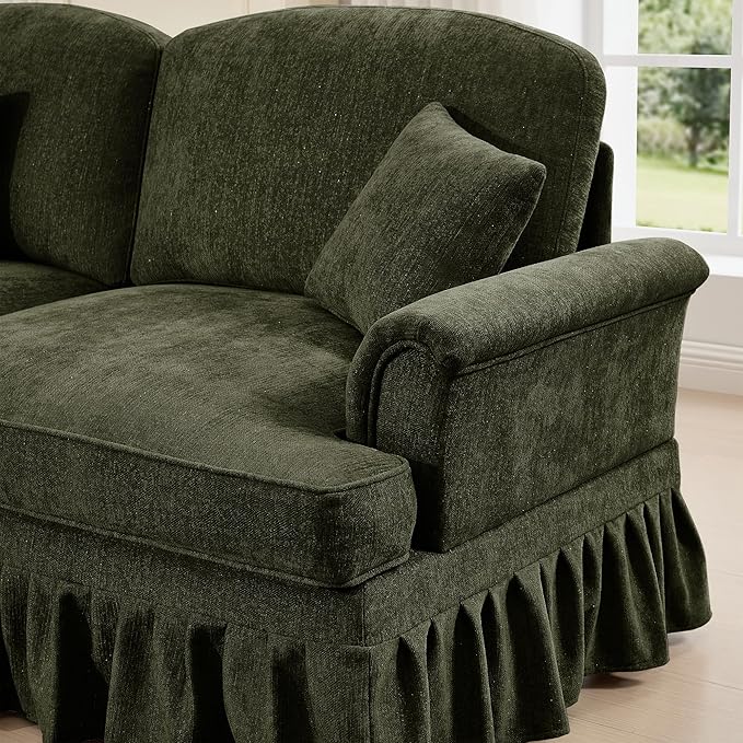 107'' Elegant U Shaped Chenille Mid Century Sectional Sofa Comfy Oversized 5 Seater Cloud Couch with Flared Arms and 2 Ottomans for Living Room