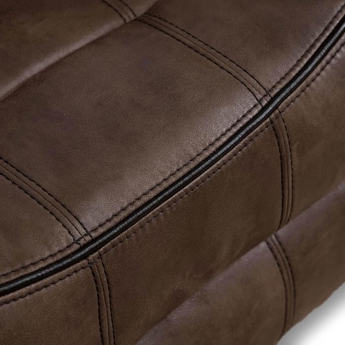 24/7 Shop at Home Amos Oversized Nursery Glider Recliner Chairs for Adults Manual Comfy Reading Couch Overstuffed Reclining Loveseat Sofa Adjustable Comfy Theater Seating for Living Room Brown