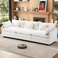 111.4” Cloud Couch Modular Sectional Sofa Comfy Modern 3-Seater Couches with Pillows &amp Upholstered Deep Seat Cushion for Living Room Apartment Bedroom （Beige）